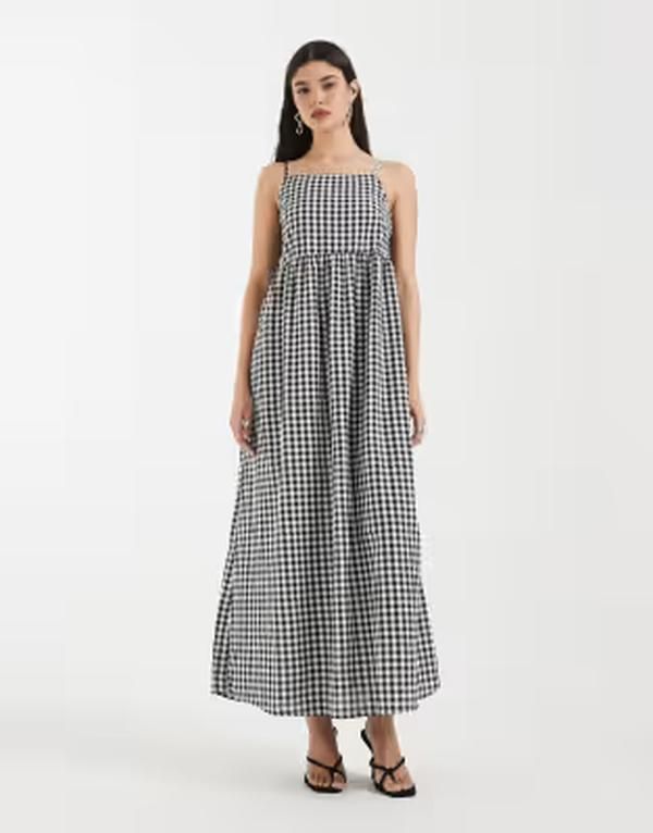 ピーシーズ レディース トップス ワンピース ギンガムチェック プリント マキシ ギンガム PIECESeersucker cami maxi dress and white gingham prin 18,446円