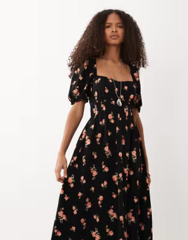 ミスセルフフリッジ レディース トップス ワンピース フラワー柄 プリント マキシ フラワー Misselfridge seersucker puff sleeve milkmaid maxi dre