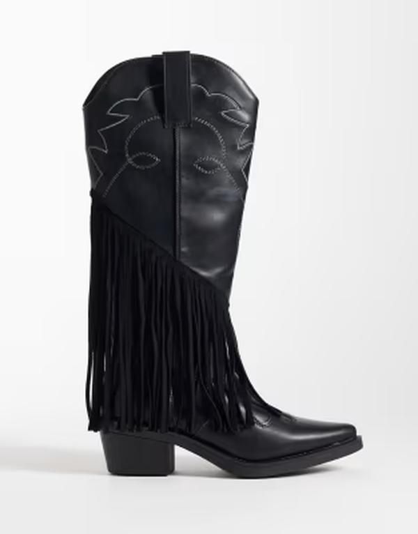 グラマラス レディース シューズ ブーツ・レインブーツ フリンジ Glamorous fringe trim cowboy knee boots Black ブラック 22,176円