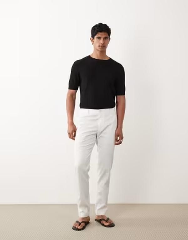 マンゴ メンズ ボトムス カジュアルパンツ ストレート Mango straight leg pants WHITE ホワイト