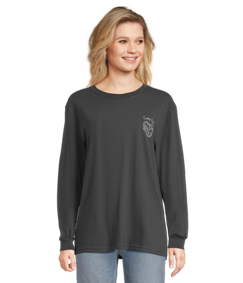 ソルティークルー レディース トップス シャツ Salty Crew Heart Shark Long Sleeve Boyfriend Tee Charcoal チャコール