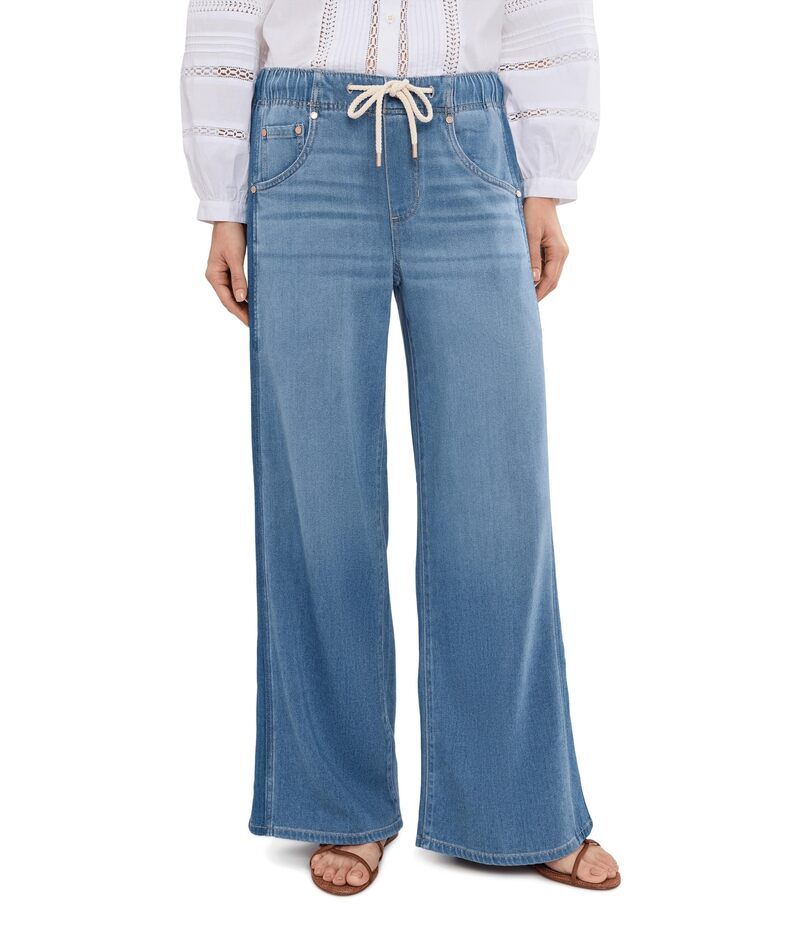 リヴァプール ロサンゼルス レディース ボトムス デニムパンツ ワイドレッグ ジーンズ Liverpoolos Angeles MidRise Tie Front Shadow Stripe Pull