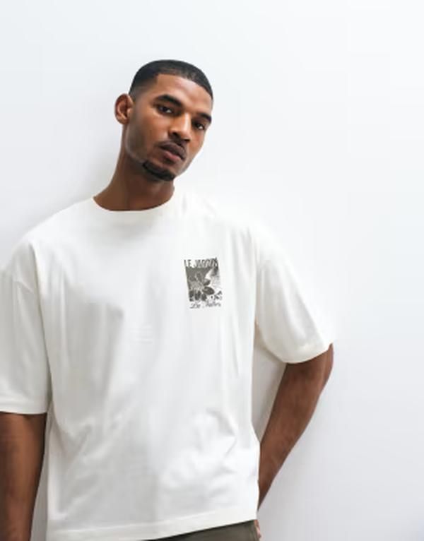 エイソス メンズ トップス Tシャツ フラワー柄 フラワー グラフィック ASOS DESIGN boxy oversized Tshirt with floral back graphic in c