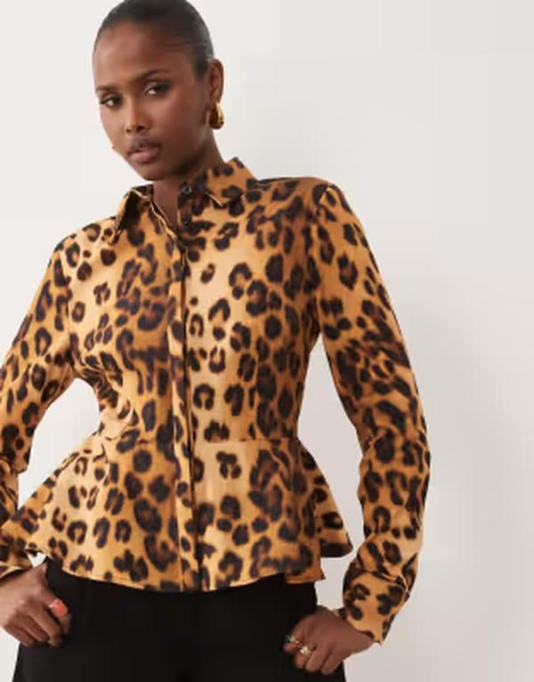 エイソス レディース トップス シャツ プリント ASOS DESIGN cinched peplum shirt in leopard print Animal Print アニマル 13,831円