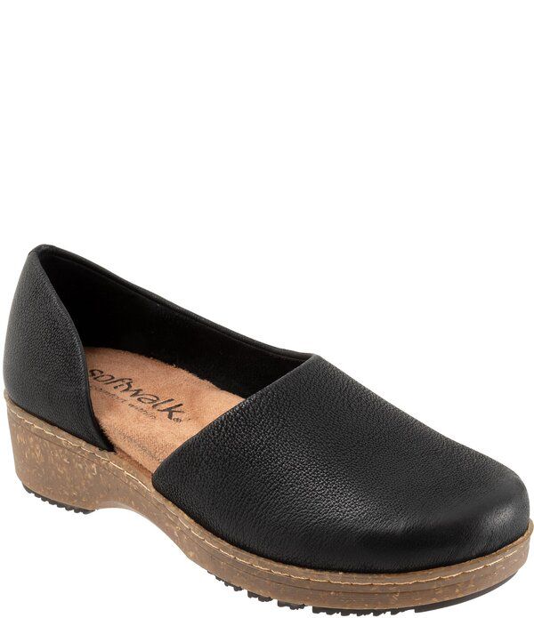 ソフトウォーク レディース シューズ サンダル スエード SoftWalk Addie Nubuck Suede dOrsay Clogs Black ブラック