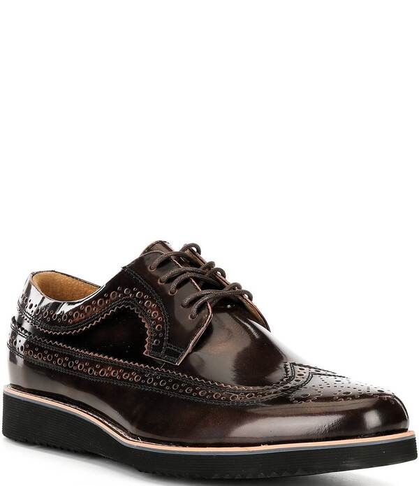 マークノーラン メンズ シューズ オックスフォード ブローグ レザー Marc Nolan Mens Alexander Patent Leather Longwing Brogue Oxfords