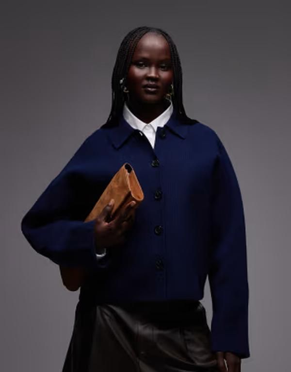 アルケット レディース アウター カーディガン コットン ARKET compact cotton look cardigan with collar Navy blue ネイビー 29,120円
