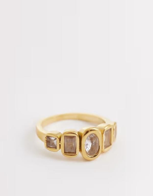 カイア レディース アクセサリー リング Tシャツ Kaiia exclusive multistone ringtone stainlessteel GOLD OR SILVER ゴールド