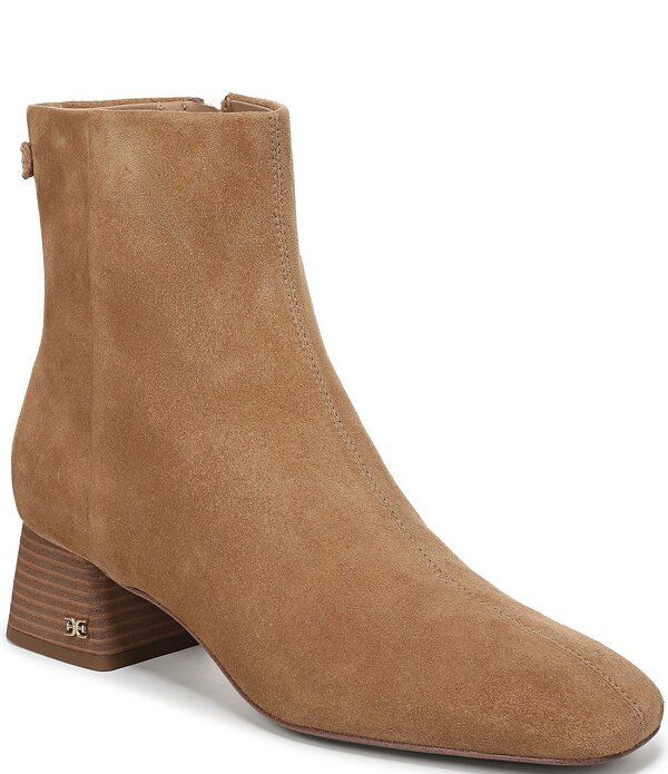 サムエデルマン レディース シューズ ブーツ・レインブーツ スエード Sam Edelman Paige Suede Square Toe Dress Booties Cyprus Tan タン