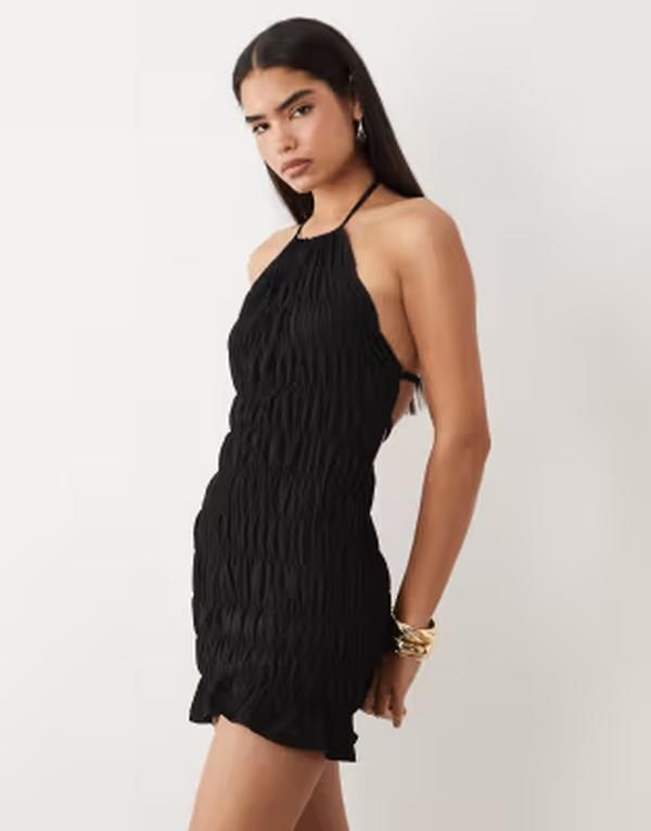 アリアコーブ レディース トップス ワンピース オープンバック ミニ ホルター Aria Cove shir red halterneck open back detail mini dress Bl