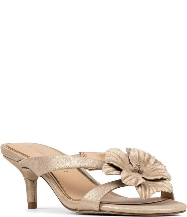 ドナルドプリネール レディース シューズ サンダル フラワー柄 トール レザー フラワー Donald Pliner Peloma Metallic Leather Floral Slide Dres