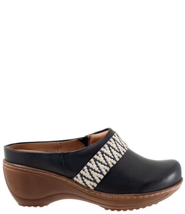 ソフトウォーク レディース シューズ サンダル レザー SoftWalk Marion Leather Chevron Detail Clogs Blue ブルー