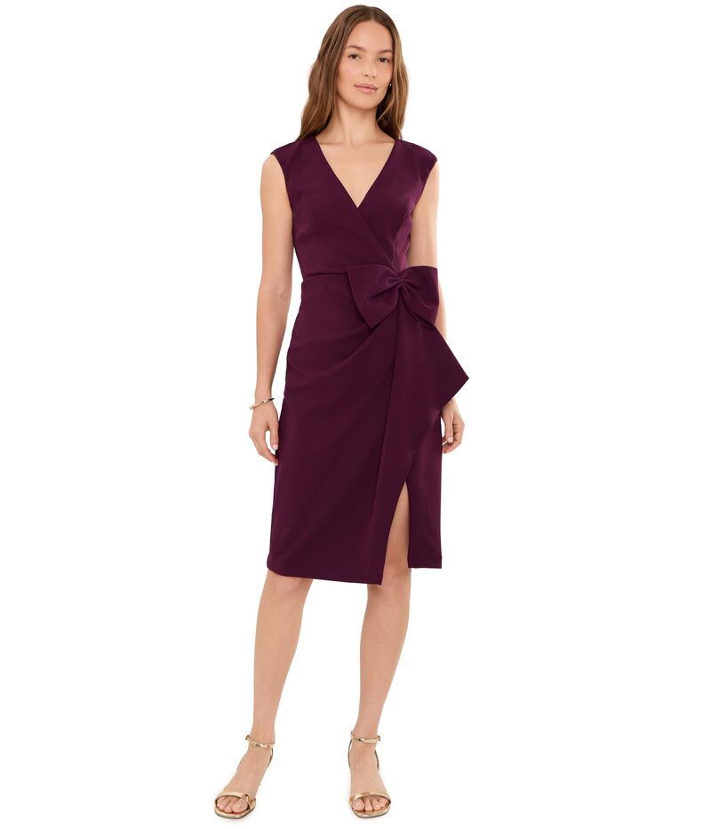 アドリアナ パペル レディース トップス ワンピース Vネックレープ Adrianna Papell VNeck Crepe Short Dress Cabernet