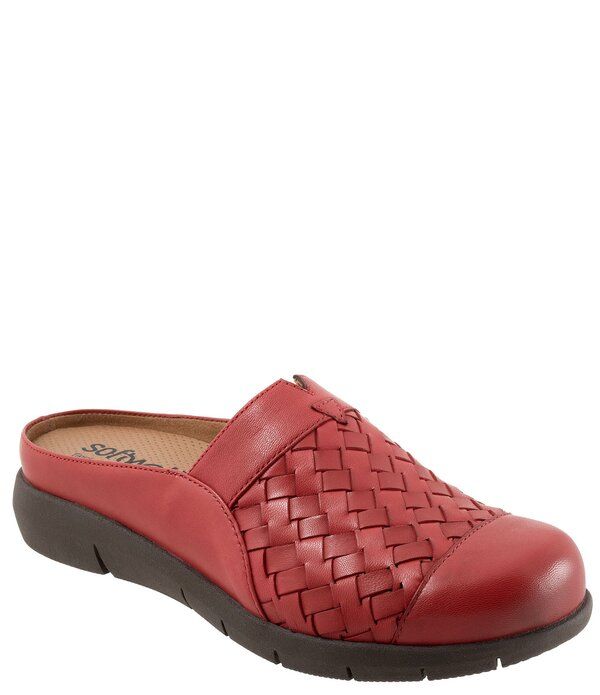 ソフトウォーク レディース シューズ サンダル レザー SoftWalk San Marcos II Woven Leather Clogs Red レッド