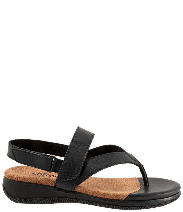 ソフトウォーク レディース シューズ サンダル レザー SoftWalk Tracy 20 Leather Adjustable Slingback Thong Sandals Black ブラック