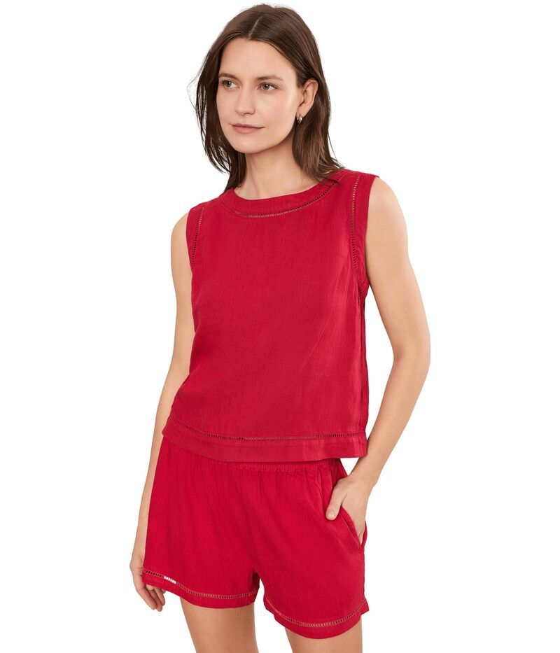 カットフロムザクロス レディース トップス シャツ ノースリーブ リネン KUT from the Kloth Joanne Sleeveless Linen Top Tomato