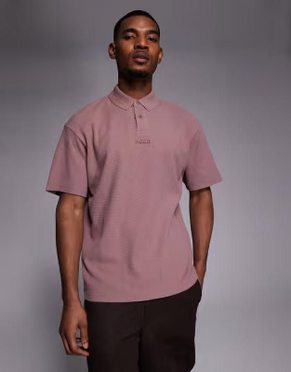 ヒューゴレッド メンズ トップス Tシャツ ポロシャツ ロゴ HUGO Rediffys tonal chest logo polo shirt in lightpastel brown ブラウン
