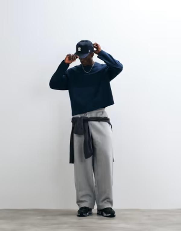コルージョン メンズ トップス Tシャツ COLLUSION heavyweight boxy long sleeve Tshirt NAVY ネイビー 7,755円