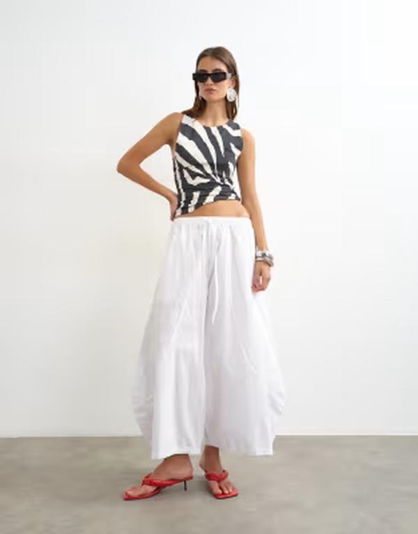 トップショップ レディース ボトムス カジュアルパンツ Topshop techy horseshoe pants WHITE ホワイト