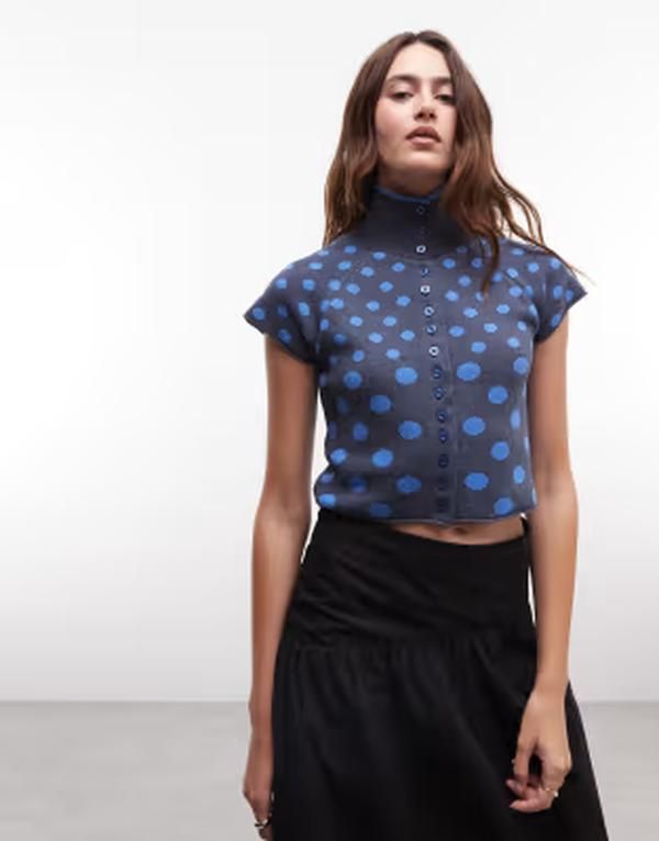 リクレイム ヴィンテージ レディース トップス タンクトップ ハイネック ドット ニット Reclaimed Vintage button up high neck compact knitank t 15,735円