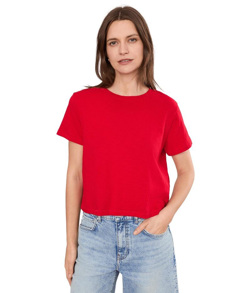 メイドウェル レディース トップス シャツ Madewell Bella Tee Slub Varsity Red レッド