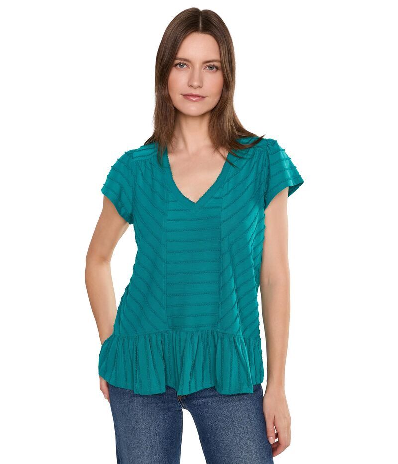 リヴァプール ロサンゼルス レディース トップス シャツ Vネック ニット Liverpoolos Angeleshort Sleeve VNecknitop with Miter Detail Te