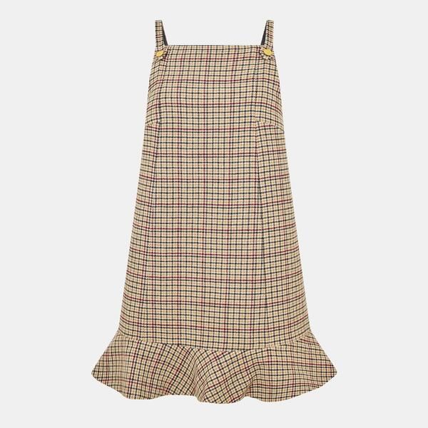 ガニー レディース トップス ワンピース ミニ Ganni Womens Check Mini Pinafore Dress Tigers Eye アニマル