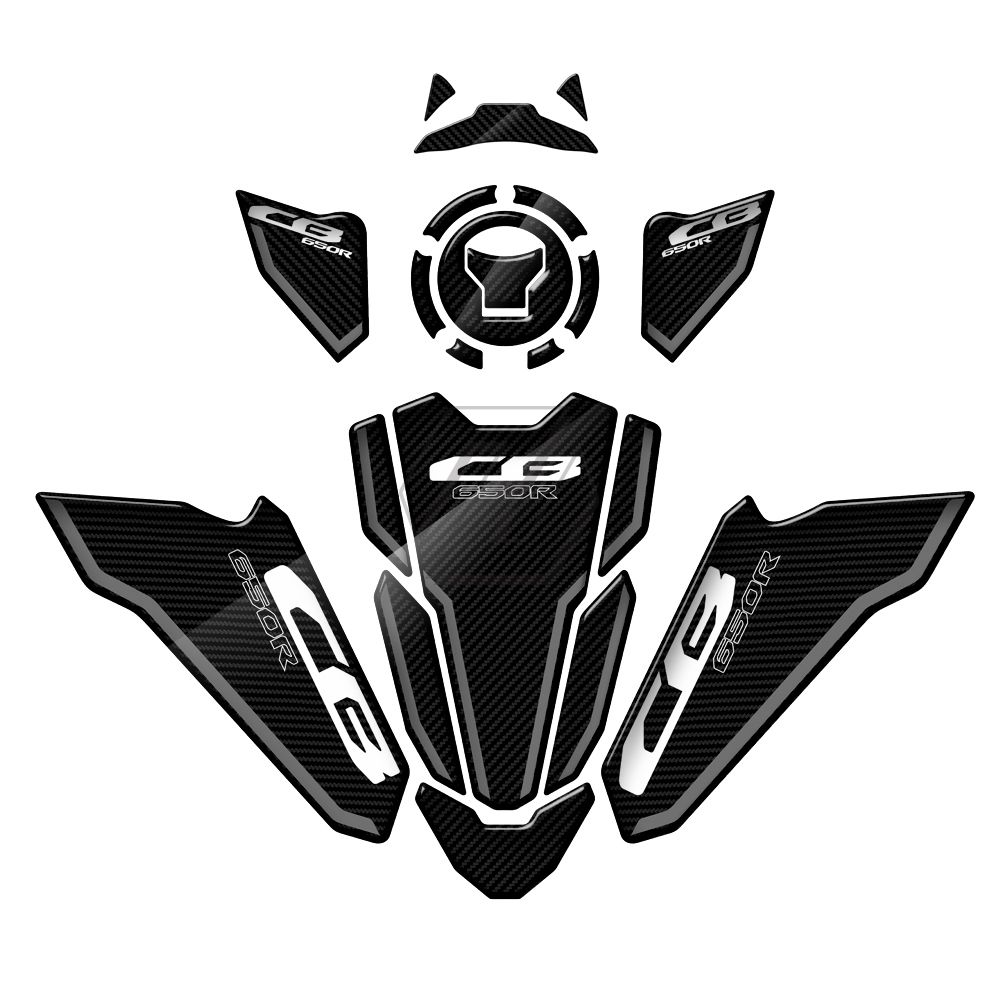 ホンダ CB650R 2021-2022 用 3Dカーボンルック トリプルヨーク防護ステッカー