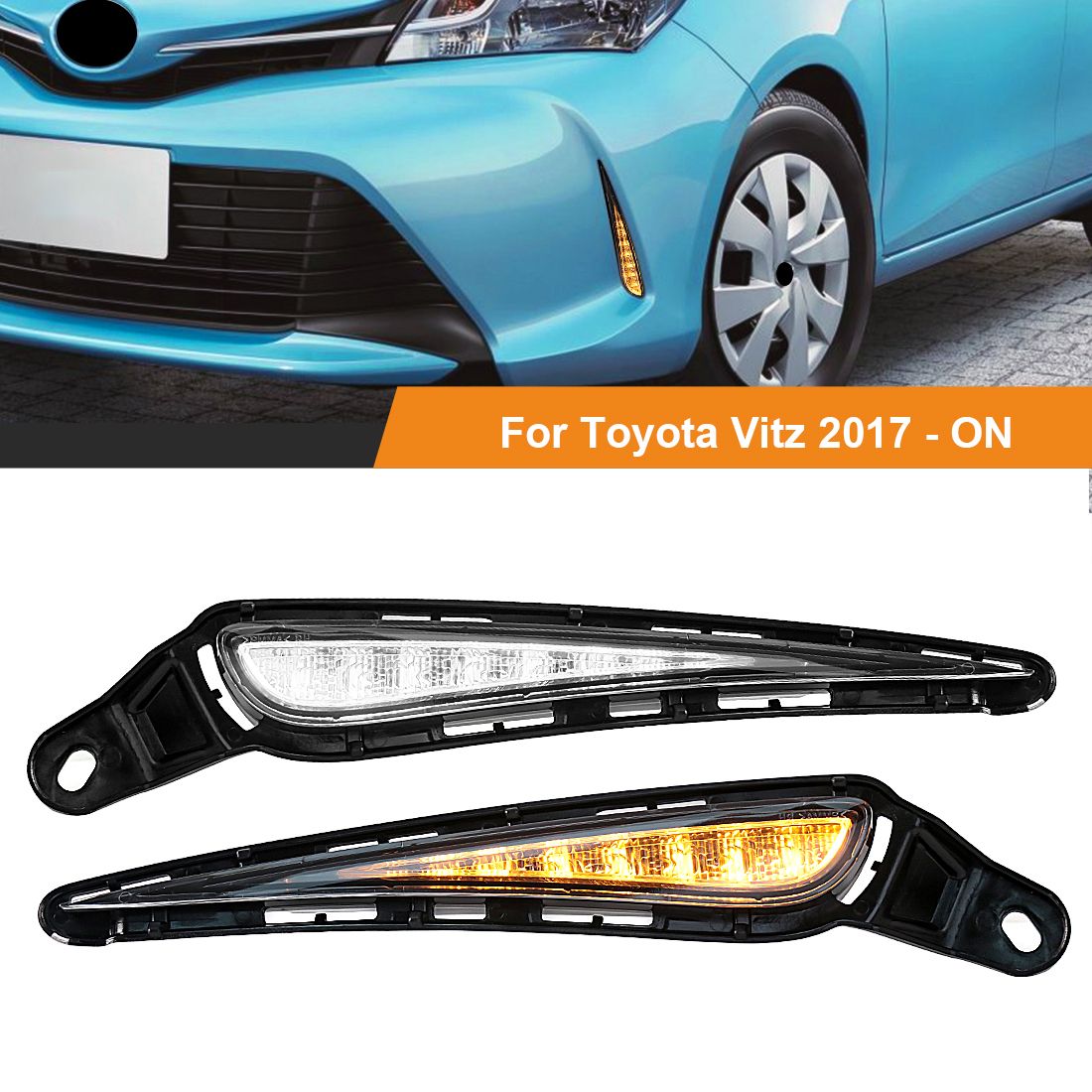 トヨタヴィッツ 2017-2019 用 LEDデイタイムランニングライト ホワイト/イエロー