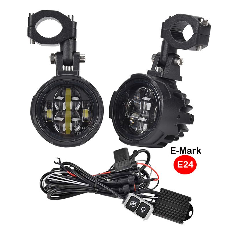バイク用フォグランプ LED補助灯 100W スイッチ付き デュアルカラー