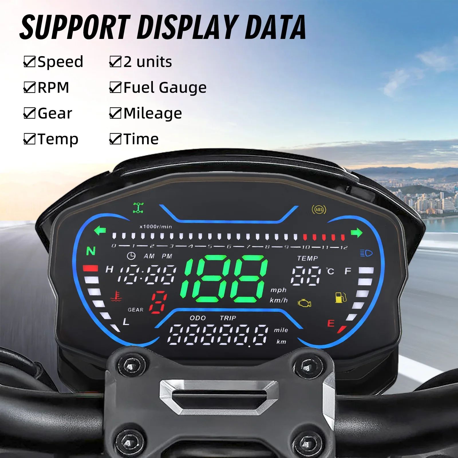 スズキ用 デジタルバイクスピードメーター LED 12000 RPM タコメーター