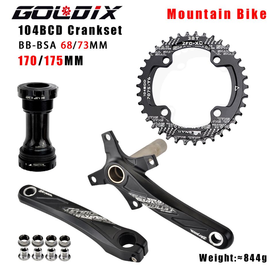 GOLDIX MTB 自転車クランクセット 170mm アルミ合金 104BCD 32T-38T