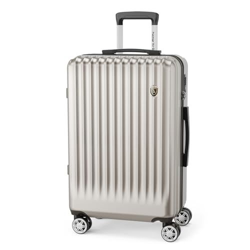 ms[New Trip] スーツケース ストッパー付き キャリーケース 機内持ち込み キャリーバック 軽量 Sサイズ 40L 1?3泊 オートミールグレー | キャスターロック付き静音ダブルキャスターで、電車内や坂道でもワンタッチ固定。YKKファスナー・TSA