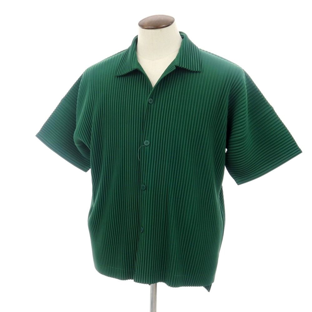【中古】オム プリッセ イッセイミヤケ HOMME PLISSE ISSEY MIYAKE 2026年春夏 プリーツ オープンカラー 半袖シャツ グリーン【サイズ表記なし（L位）】【メンズ】 20,477円