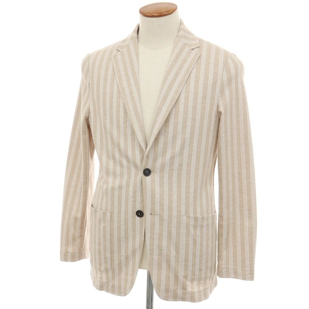 【中古】ティージャケット T-JACKET コットンポリエステルリネン ジャージー ストライプ 2B カジュアルジャケット ベージュ【サイズM】【メンズ】 6,639円