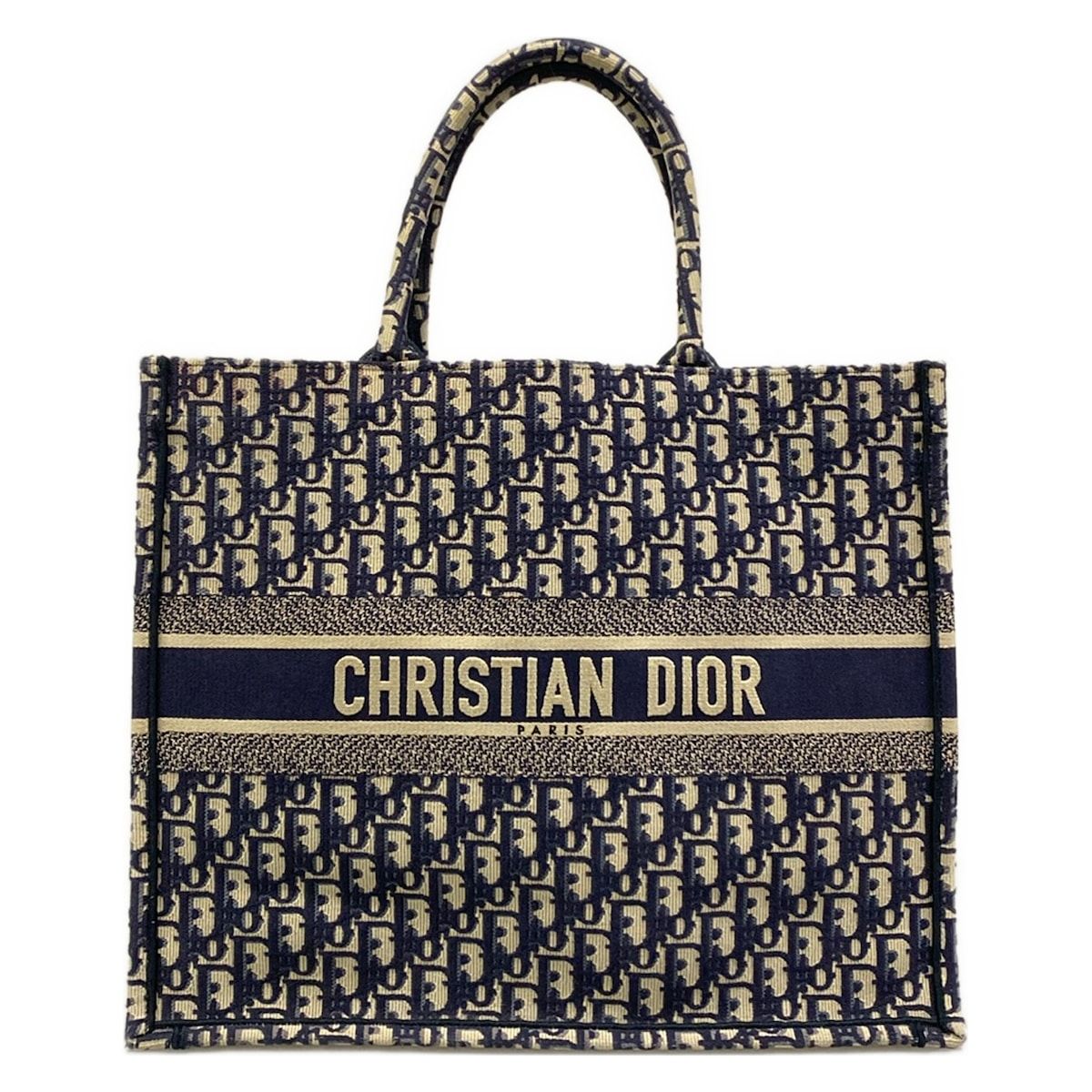 DIOR/ChristianDior(ディオール/クリスチャンディオール) トートバッグ ブックトートラージバッグ ダークネイビー×ライトグレー
