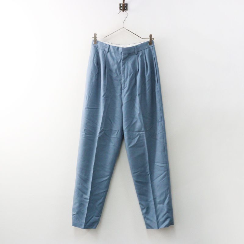 定価77000円 UA取扱 ブラミンク BLAMINK W WO TUCK FULL タックパンツ 36 ライトブルー／ボトムス ウール テーパード【2400015107196】