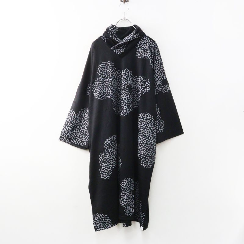 新品 未使用 ソウソウ SOU・SOU ウォッシャブルウール天竺 衿巻薙刀長方形衣 雲間に菊 濡羽色 F｜ブラック【2400015106007】 6,383円
