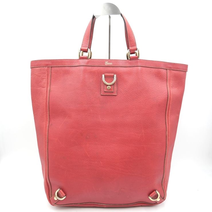 GUCCI（グッチ）アビー ヴィンテージ トートバッグ レッド レザー ゴールド金具 レディース 130733【中古】