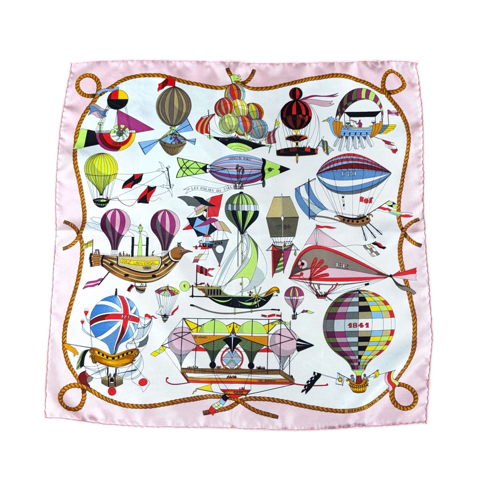 HERMES LES FOLIES DU CIEL Silk Scarf Carre45 エルメス カレ45