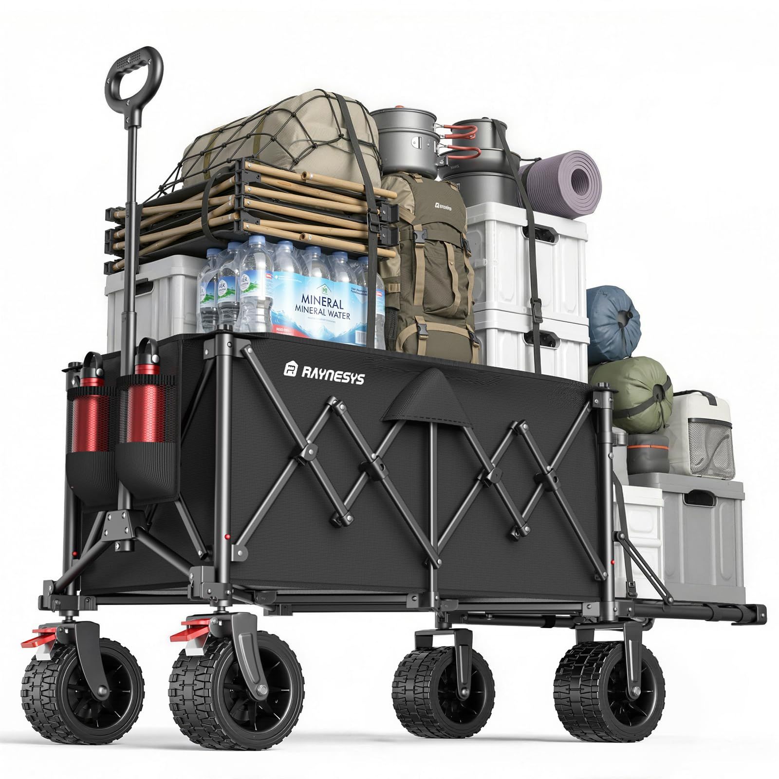 msキャリーワゴン Raynesys アウトドアワゴン 大容量150L~220L 耐荷重200kg 後部展開可 長物対応 | 折り畳み式 ワンタッチ収束 持ち運び便利 コンパクト 自立収納 静音 頑丈スチール 多地形対応 キャンプ/砂浜/釣り/引越し/買い物/ 11,758円
