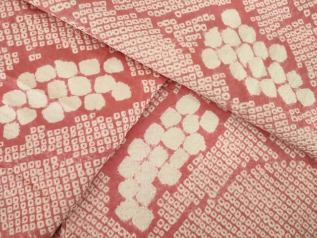 平和屋着物●上質な小紋　総絞り　葡萄蔦草文　ロング丈　正絹　逸品　AABL5606ck