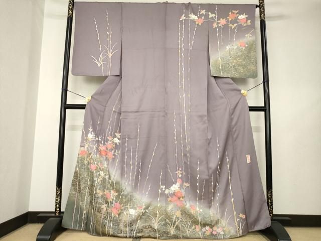 平和屋着物●京加賀友禅　百貫達雄　訪問着　枝花文　暈し染め　金彩　正絹　逸品　AABL5629ck 33,800円