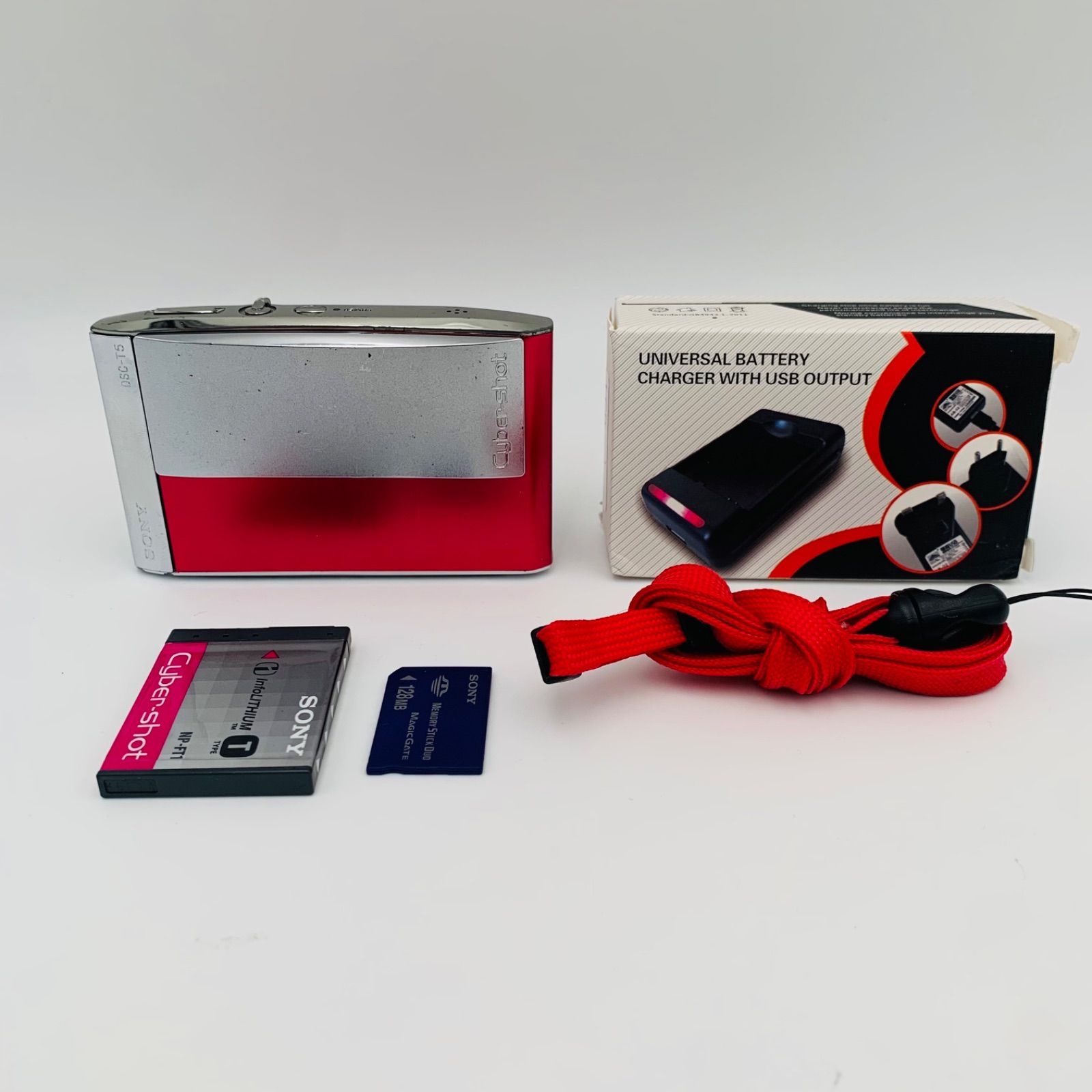 SONY Cyber-shot DSC-T5 Red Charger•MEMORY STICK (0802)