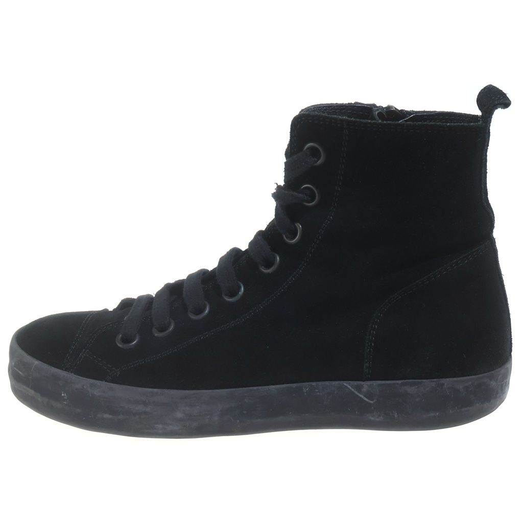 ANN DEMEULEMEESTER (ANN DEMEULEMEESTER) BOZO NERO 8 HOLE SUEDE HIGH TOP SNEAKER SHOES SIDE ZIP BLACK WOMEN