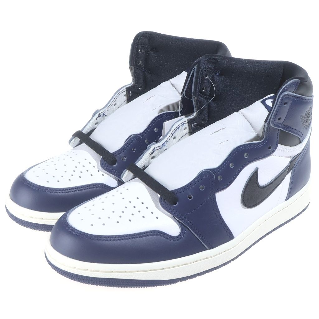 NIKE (ナイキ) AIR JORDAN 1 RETRO HIGH OG MIDNIGHT NAVY DZ5485-401 エアジョーダン1 レザーハイカットスニーカー ホワイト/ネイビー US10/28cm