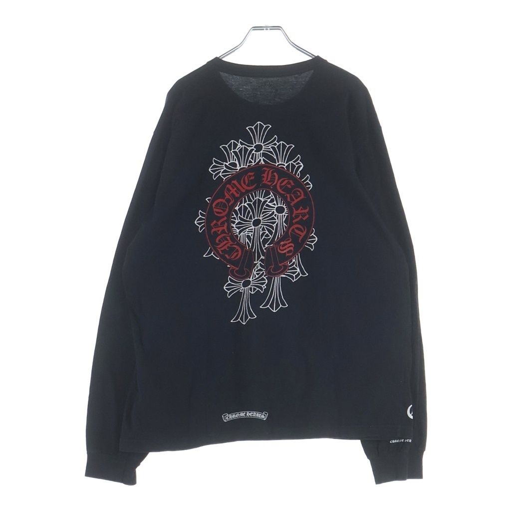 CHROME HEARTS (クロムハーツ) BACK HORSESHOE CEMETERY CROSS L/S TEE バック ホースシュー セメタリークロスプリント 長袖Tシャツ カットソー ブラック