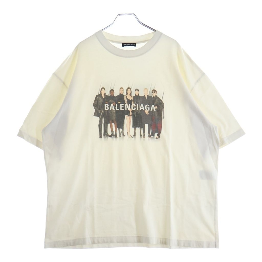 BALENCIAGA (バレンシアガ) 20SS リアルバレンシアガ フロントプリント クルーネック半袖カットソーTシャツ ホワイト 612966 TIV47