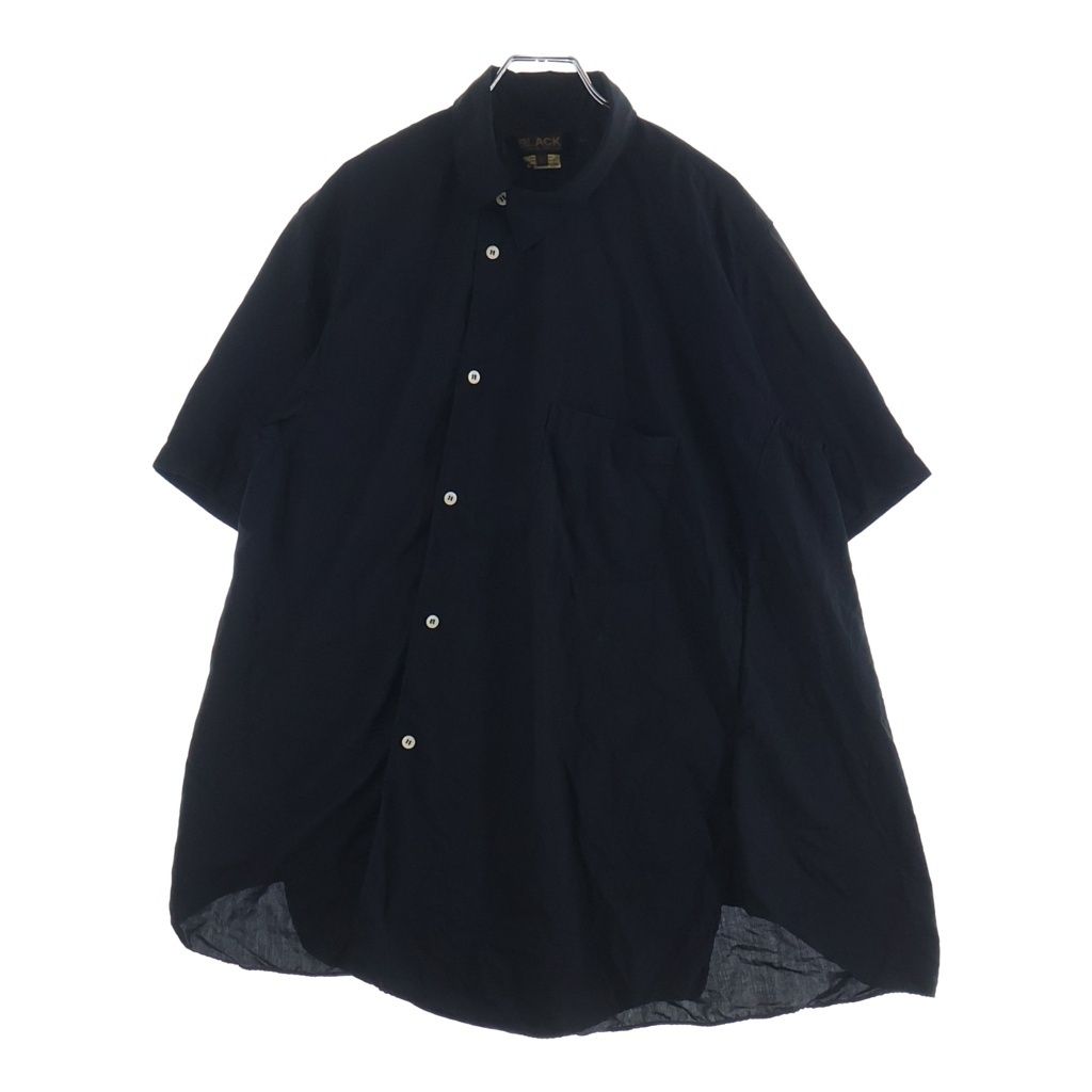 BLACK COMME des GARCONS (ブラックコムデギャルソン) エステルスパンブロード製品後加工 半袖シャツ ブラック 1Q-B020-052