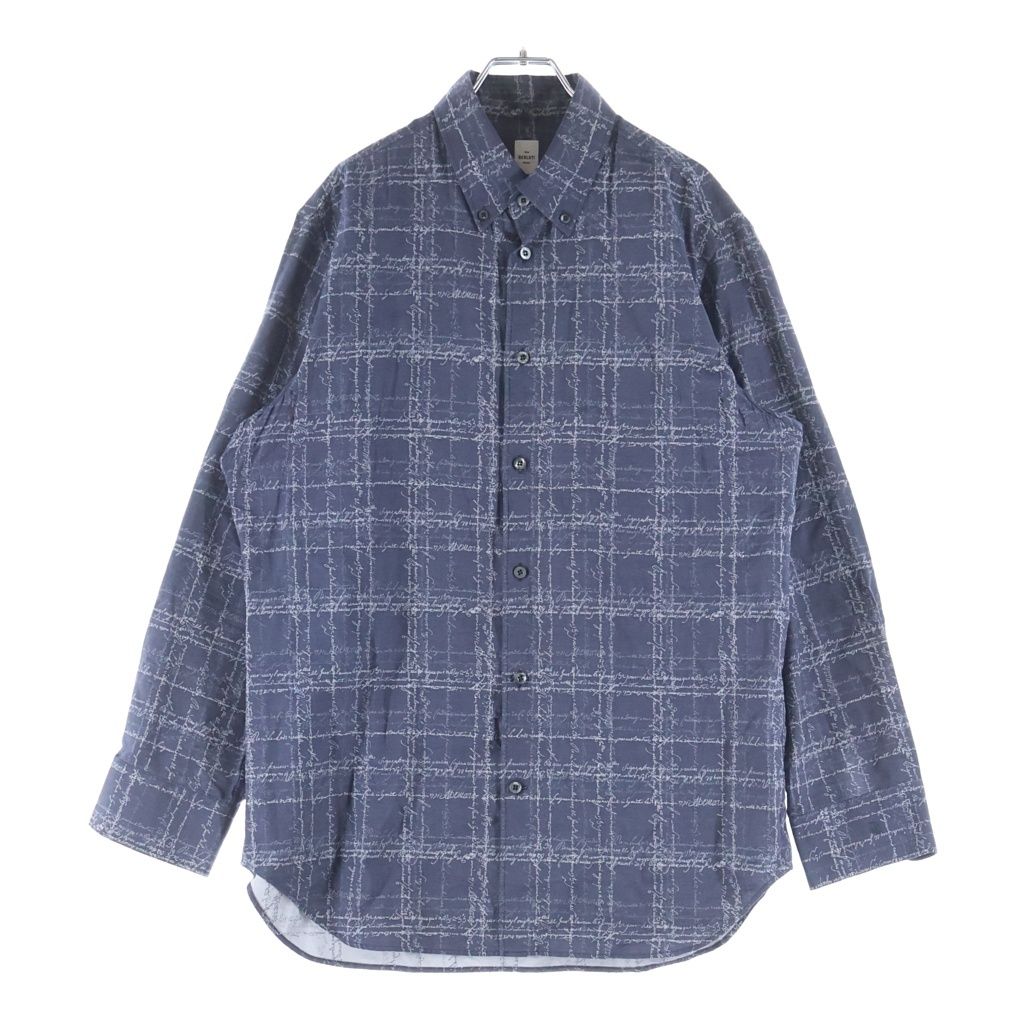 Berluti (ベルルッティ) カリグラフィ 総柄コットンロングシャツ ネイビー